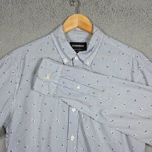 Bonobos Shirt Men Size Medium Blue Slim Fit Button Down Pin Striped Ski Man L/S